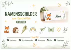 Vorschau - Anderer Materialtyp - Namensschilder zum Schulbeginn – 8 liebevolle Motive für den Schulstart - Deckblatt