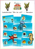 Vorschau - Spiele - Meerestiere & Ozean: Lesekettenrätsel "Wer bin ich?" (Klassenspiel) - Sachunterricht - Kl. 3/4 - Deckblatt