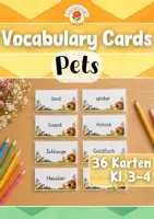 Vorschau - Arbeitsblätter - Vocabulary Cards | Englisch Vokabelkarten | Vokabeln üben - Pets (Klasse 3-4) - Deckblatt