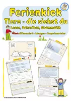 Vorschau - Stationenlernen - Ferienkick Tiere- die siehst du - Deckblatt