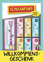 Vorschau - Mal- und Bastelvorlagen - Blume als Willkommensgeschenk zum Schulstart (Englisch) | Kreativer Willkommensgruß für den ersten Schultag - Deckblatt