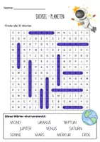 Vorschau - Arbeitsblätter - Suchsel - Planeten (inkl. Lösungen) - Seite 1