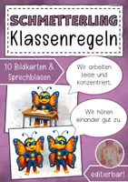 Vorschau - Bildkarten - Klassenregeln Klassentier Schmetterling - Deckblatt