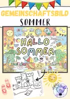 Vorschau - Mal- und Bastelvorlagen - Sommer Gemeinschaftsbild Kooperatives Poster - Deckblatt