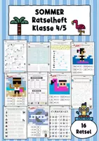 Vorschau - Arbeitsblätter - Rätselheft Sommer 16 Rätsel Klasse 4-5 Deutsch Konzentration Mathe Ferienheft - Deckblatt
