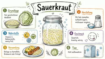 Vorschau - Arbeitsblätter - AB mit Fragen zum Thema "Sauerkraut" + Lösungsblatt + Mindmap + Infografik - Seite 1