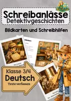 Vorschau - Bildkarten - Detektivgeschichten schreiben – Bildkarten mit Schreibhilfen | Schreibanlässe Deutsch Klasse 3/4 - Deckblatt