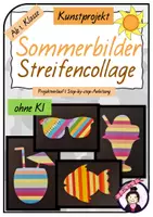 Vorschau - Stundenentwürfe - Kunst SOMMER: Sommersilhouetten Streifencollage - Deckblatt