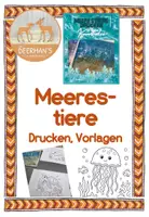 Vorschau - Mal- und Bastelvorlagen - Kunstidee Meerestiere drucken - Polystyroldruck - Deckblatt