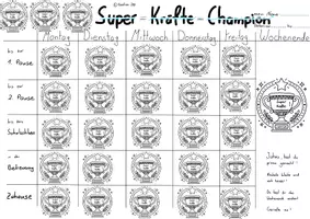 Vorschau - Mal- und Bastelvorlagen - Belohnungssystem Super-Kräfte-Champion - Seite 1