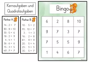 Vorschau - Spiele - Einsdurcheins Bingo I Geteiltaufgaben & Division üben I Kl. 2–4 I Partnerarbeit - Seite 1