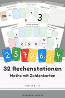 Vorschau - Spiele - Mathe mit Zahlenkarten – 32 Rechenstationen für Klasse 1–3 | Addition, Subtraktion, Einmaleins & Zahlenraum 1000 - Deckblatt