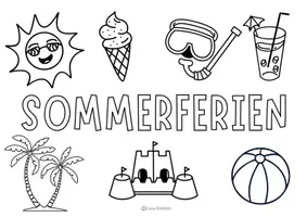 Vorschau - Arbeitsblätter - Kostenloses Ausmalbild |Letzten Stunden vor den Ferien | Schuljahresende | Malvorlage Sommerferien 🕶️☀️🏝️ - Deckblatt