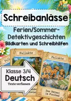 Vorschau - Bildkarten - Detektivgeschichten schreiben: Ferien-Fallakten | Bildkarten & Schreibhilfen Klasse 3/4 Sommerferien - Deckblatt
