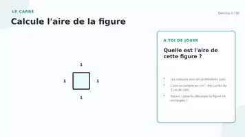 Aperçu - Préparation de séquence / Séquence complète - Calculer l'aire — 80 exercices CM1-CM2 - Page 1