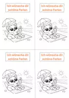 Vorschau - Mal- und Bastelvorlagen - Feriengrußkarten zum Ausmalen - Fuchs/Eule/Otter Design - Seite 1