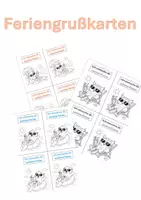 Vorschau - Mal- und Bastelvorlagen - Feriengrußkarten zum Ausmalen - Fuchs/Eule/Otter Design - Deckblatt