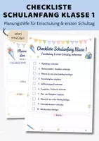 Vorschau - Arbeitsblätter - Checkliste Schulanfang Klasse 1 kostenlos | Einschulung vorbereiten | Anfangsunterricht 1. Klasse - Deckblatt