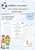 Vorschau - Stundenentwürfe - ZR 1 Million/ Einmaleins Arbeitsblätter Mathe Fußball WM 2026 Klasse 4 - Deckblatt