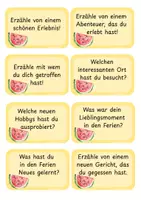 Vorschau - Bildkarten - Erzählkreis 32 Fragekärtchen - "Zurück aus den Sommerferien" - Seite 1