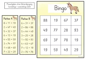 Vorschau - Spiele - Plus-Bingo im ZR 100 I Addition mit und ohne Zehnerübergang I Partnerarbeit Klasse 2 - Seite 2