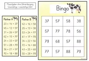 Vorschau - Spiele - Plus-Bingo im ZR 100 I Addition mit und ohne Zehnerübergang I Partnerarbeit Klasse 2 - Seite 3