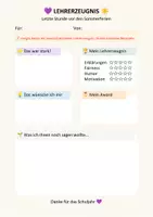 Vorschau - Arbeitsblätter - Lehrerzeugnis - Zeugnis für Lehrkräfte am Schuljahresende - Deckblatt