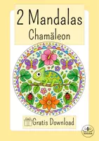 Vorschau - Mal- und Bastelvorlagen - Mandalas kostenlos - Ausmalbilder Chamäleon - gratis - Kunst Sommer Klasse 2 und 3 - Deckblatt