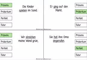 Vorschau - Fördermaterial/Inklusion - Zeitformen Klammerkarten/ Freiarbeit/ Schleichdiktat (Präsens, Präteritum, Futur, Perfekt) - Seite 2