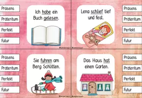 Vorschau - Fördermaterial/Inklusion - Zeitformen Klammerkarten/ Freiarbeit/ Schleichdiktat (Präsens, Präteritum, Futur, Perfekt) - Seite 3