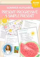 Vorschau - Arbeitsblätter - PRESENT PROGRESSIVE - Sommer & Ferien Aufgaben - Deckblatt