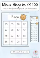 Vorschau - Spiele - Minus-Bingo im ZR 100 I Subtraktion mit und ohne Zehnerübergang I Partnerarbeit Klasse 2 - Deckblatt