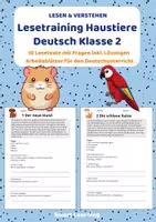 Vorschau - Stundenentwürfe - Lesetraining Tiere Materialpaket – Leseverständnis Klasse 2 | 10 Materialien mit Lösungen - Seite 1