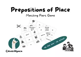 Vorschau - Stationenlernen - PREPOSITIONS OF PLACE · Matching Pairs Game · Englisch 5. Klasse - Seite 1