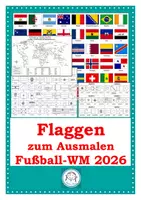 Vorschau - Arbeitsblätter - Fußball WM 2026 Flaggen zum Ausmalen - Deckblatt
