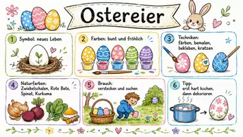 Vorschau - Arbeitsblätter - AB mit Fragen zum Thema "Ostereier" + Lösungsblatt + Infografik - Seite 1