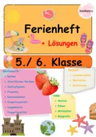 Vorschau - Arbeitsblätter - Ferienheft für die 5. und 6. Klasse 🌞 | Mathe, Deutsch & NMG | Lernheft mit Lösungen für die Sommerferien - Deckblatt