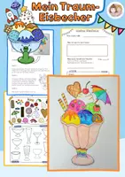 Vorschau - Mal- und Bastelvorlagen - Kunst im Sommer, mein Traum-Eisbecher, Kunst Grundschule Eisbecher gestalten - Deckblatt