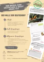 Vorschau - Arbeitsblätter - Differenziert: Der Befehl zum unbeschränkten U-Boot Krieg 1917 - der Wille der Deutschen? - Deckblatt