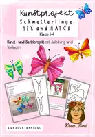 Vorschau - Mal- und Bastelvorlagen - Kunst: Schmetterling Mix and Match – Kunstprojekt mit Bastelvorlagen & Anleitung (Frühling, Klasse 1, 2, 3, 4, auch fachfremd) #kreativimsommer - Deckblatt