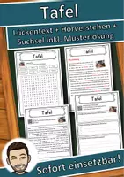 Vorschau - Unterrichtsreihen - Tafel Lückentext mit Wortspeicher Hörverstehen und Suchsel - Deckblatt