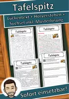 Vorschau - Unterrichtsreihen - Tafelspitz Lückentext mit Wortspeicher Hörverstehen und Suchsel - Deckblatt