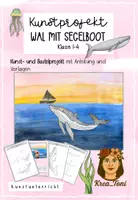 Vorschau - Mal- und Bastelvorlagen - Wal mit Segelboot malen & basteln – Kunstprojekt Meer mit Farbverlauf (Kunst Klasse 1, 2, 3, 4 mit Anleitung & Vorlagen) - Deckblatt