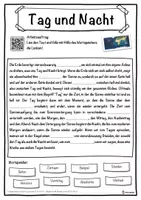 Vorschau - Unterrichtsreihen - Tag und Nacht Lückentext mit Wortspeicher Hörverstehen und Suchsel - Seite 1