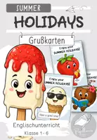 Vorschau - Bildkarten - SUMMER HOLIDAYS: Feriengruß vor den Sommerferien | Schuljahresende | Englisch - Deckblatt