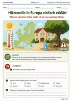 Vorschau - Arbeitsblätter - Hitzewelle in Europa einfach erklärt Arbeitsheft Klasse 5 bis 7 - Deckblatt
