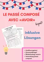 Vorschau - Unterrichtsreihen - Le passé composé mit avoir (Grammatikregel, Übungen) - Deckblatt