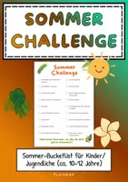 Vorschau - Arbeitsblätter - Sommer Challenge/ Bucketlist für Jugendliche - Deckblatt