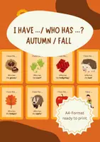 Vorschau - Spiele - Lesespiel Englisch: I have, who has? - Autumn / Fall (Herbst Wortschatz) - Deckblatt