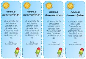 Vorschau - Arbeitsblätter - Grußkärtchen "Coole Sommerferien" Feriengruß - Seite 1